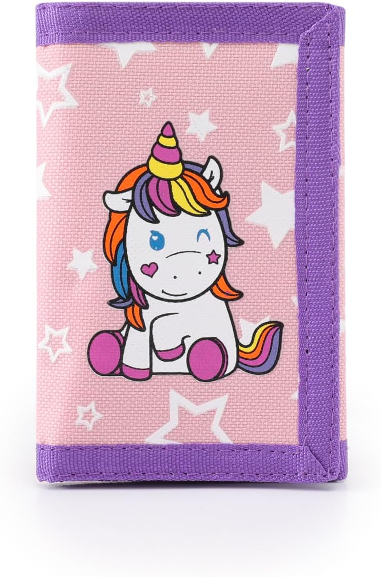 Nitort Wallet,Birthday Gifts,RFID Trifold Canvas Outdoor Sports Wallets for Kid,Lovely and Novelty Wallet with Zipper for Kids- Front Pocket Wallet with Magic Sticker(Unicorn 01) - Image 1